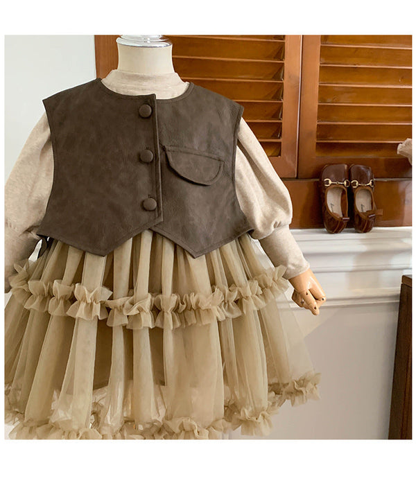 Conjunto Infantil Colete + Vestido Tule