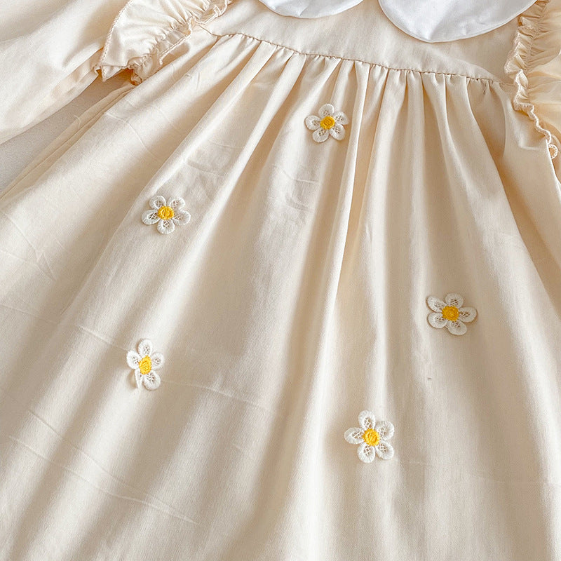 Body/ Vestido Infantil Bege Florzinhas