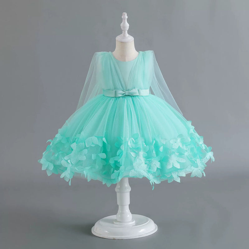 Vestido de Festa Infantil Tule Flores