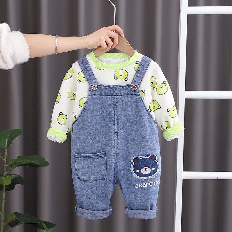 Conjunto Infantil Jardineira + Blusa Ursinhos