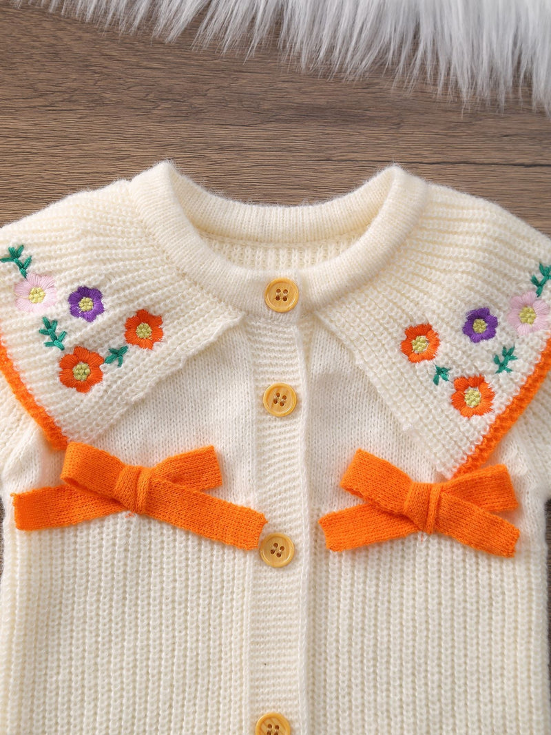 Macacão Infantil Tricô Florzinhas Lacinhos