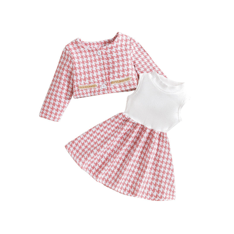Conjunto Infantil Feminino Tweed Rosa