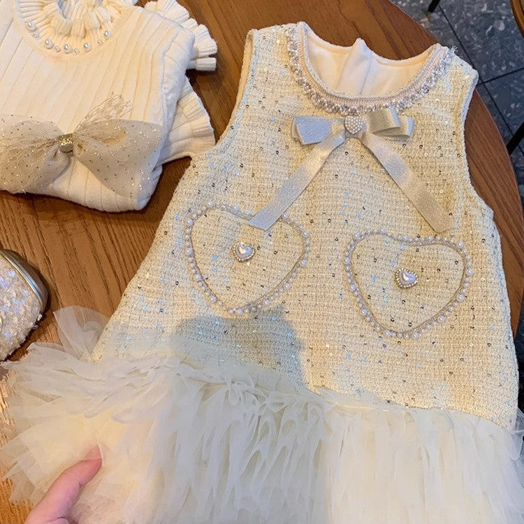 Vestido Infantil Tweed Brilhante
