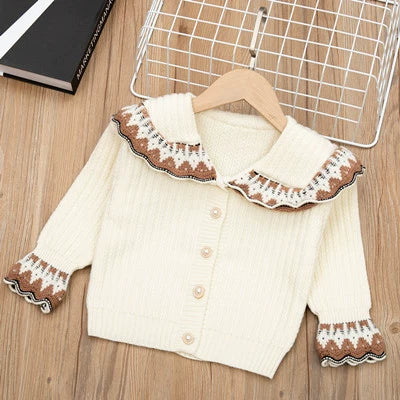 Cardigan Infantil Tricô infantil Pérolas