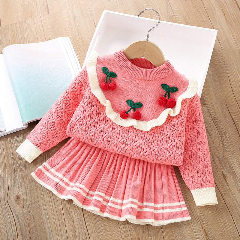 Conjunto Infantil de Tricô Inverno Cerejinhas