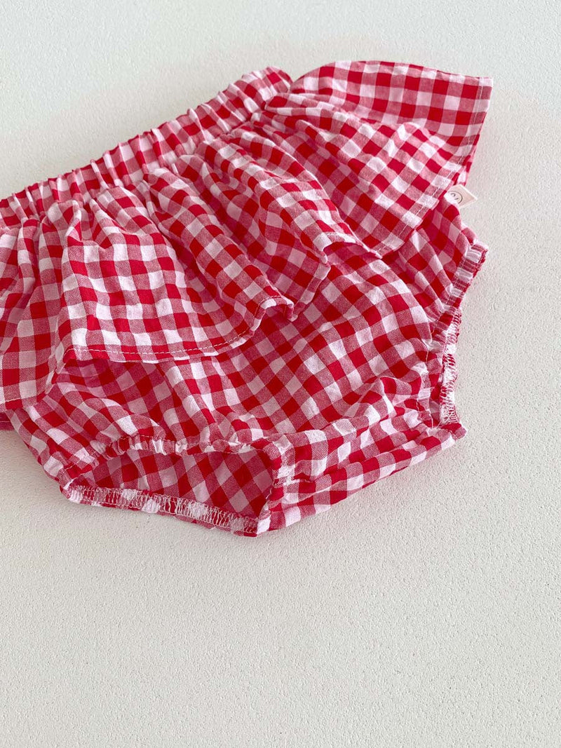 Conjunto Infantil Feminino Xadrez Cerejinhas