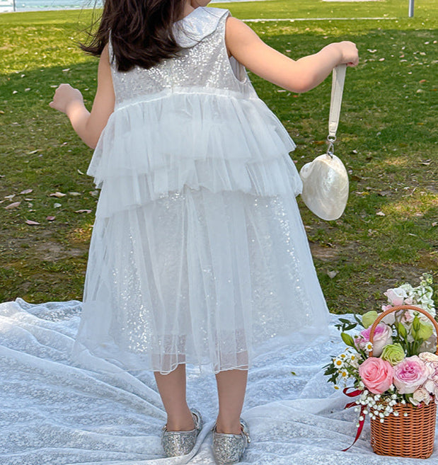 Vestido Infantil Brilhante Lacinho