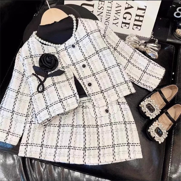 Conjunto Infantil Feminino Xadrez Tweed
