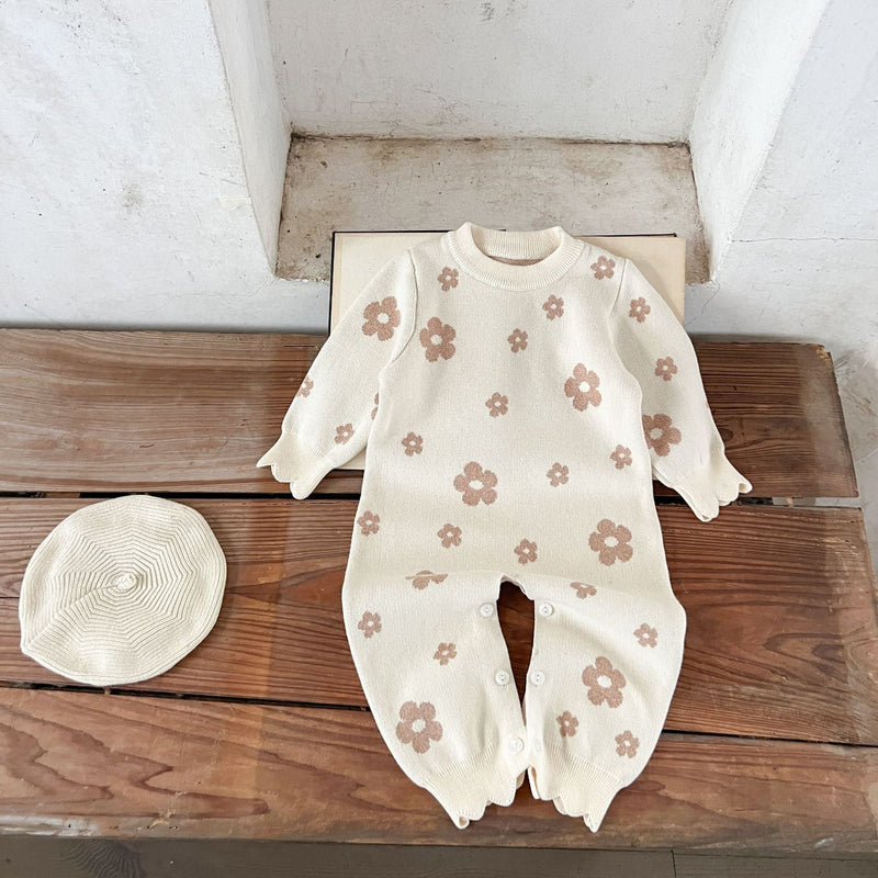 Macacão Infantil Tricô Florzinhas