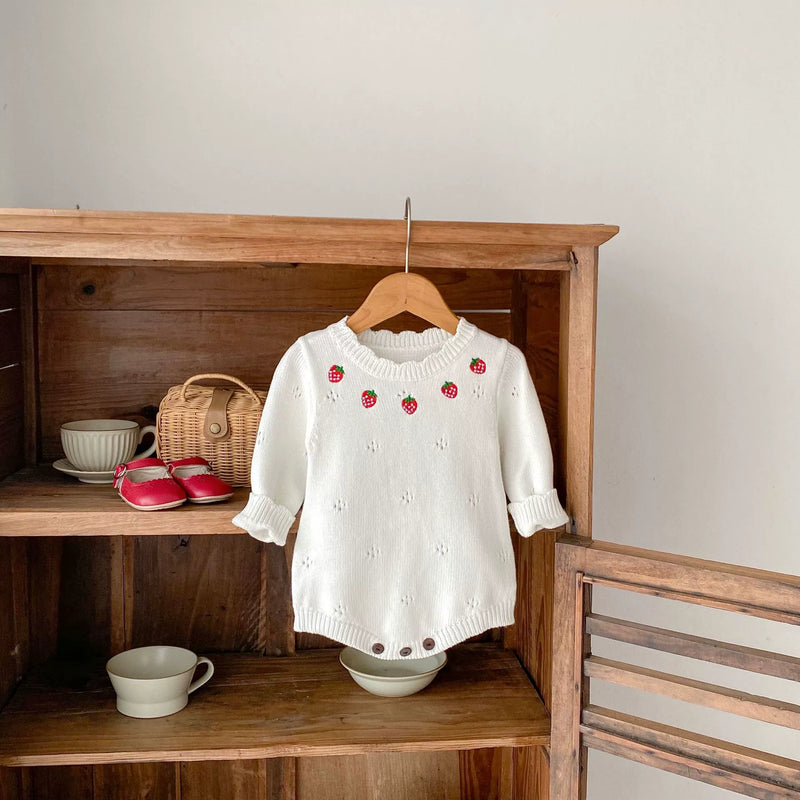 Body Infantil Feminino Tricô Moranguinhos