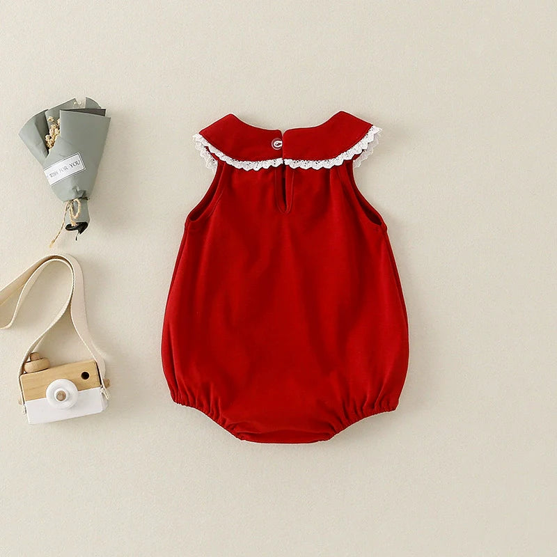 Body Infantil Feminino Vermelho Lacinhos