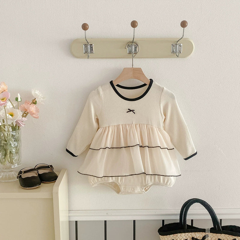 Body Infantil Feminino Bege Lacinho