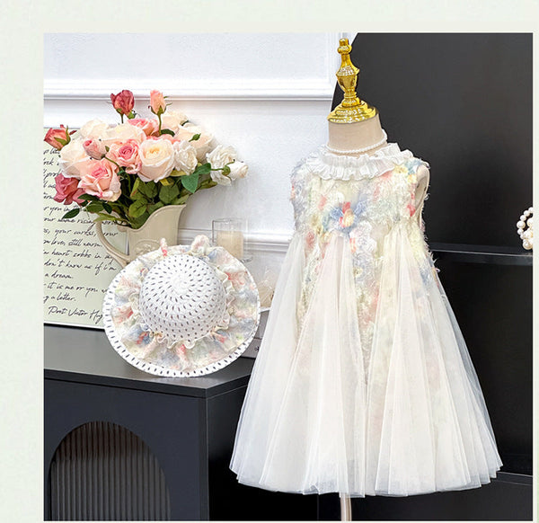 Vestido Infantil Floral com Tule
