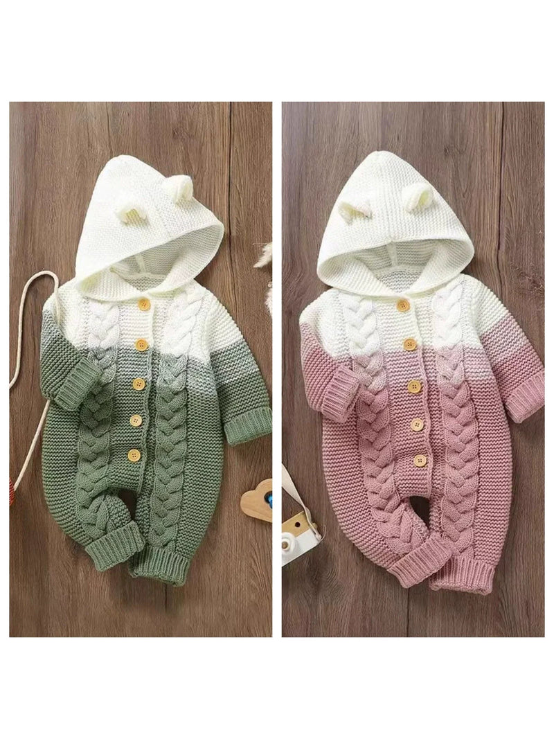 Macacão Infantil de Tricô Orelhinhas