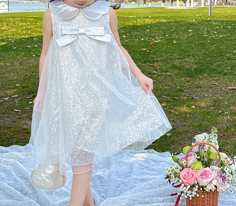 Vestido Infantil Brilhante Lacinho