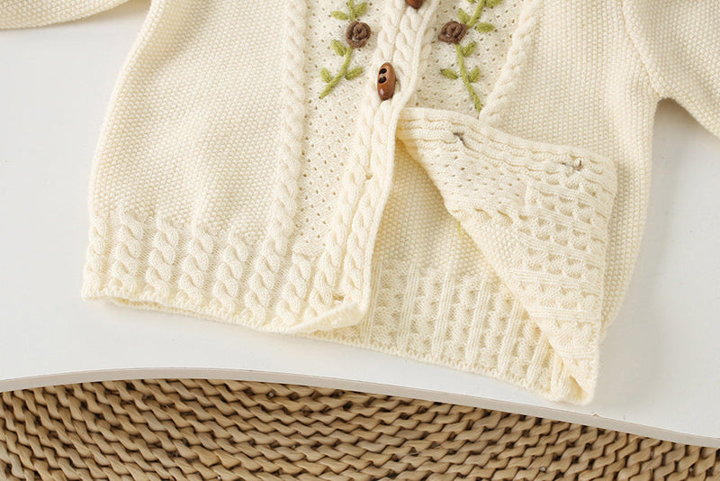 Conjunto Infantil Feminino Tricô Florzinhas