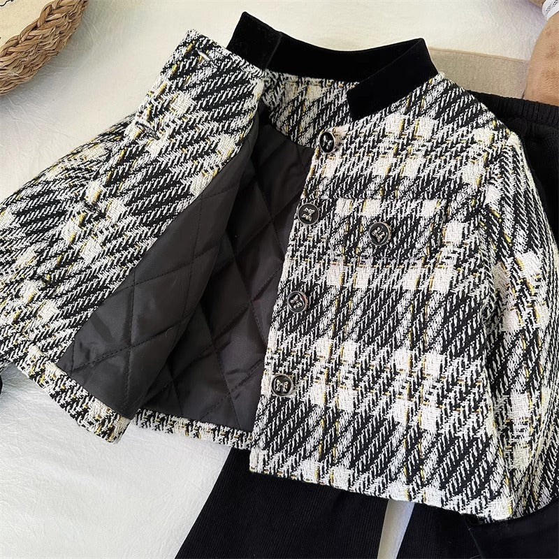Conjunto Infantil Inverno Forrado Xadrez Lacinhos