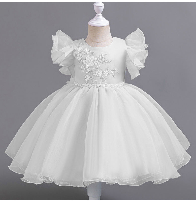 Vestido De Festa Infantil Flores Manguinha Voadora