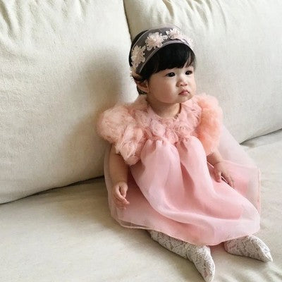 Vestido Infantil Floral Tule