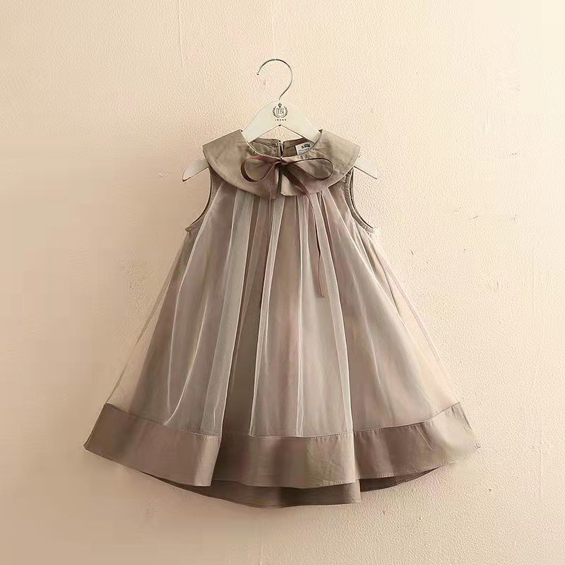 Vestido Infantil Marrom Lacinho