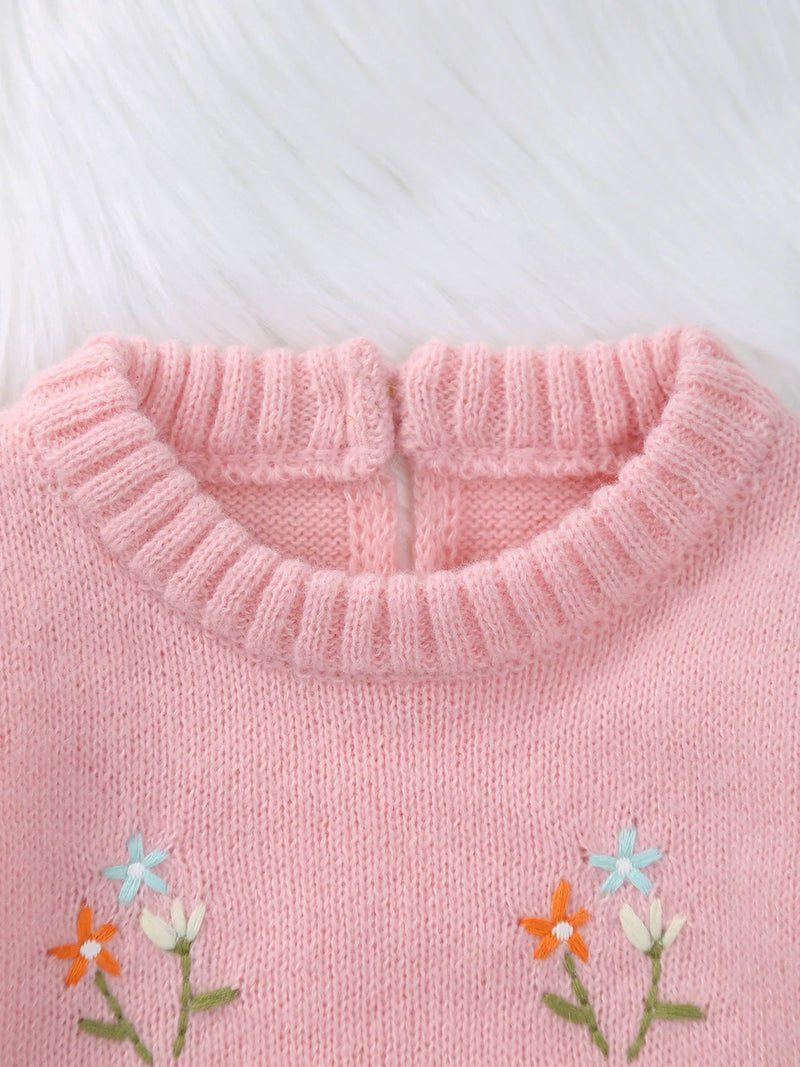 Macacão Infantil de Tricô Florzinhas