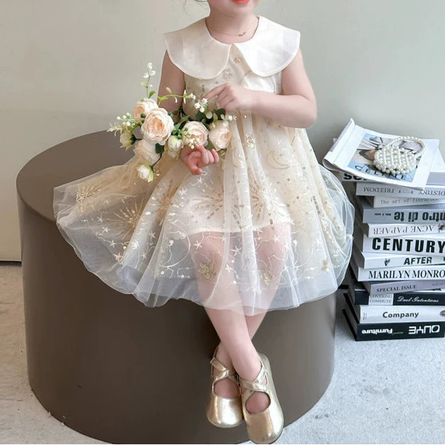 Vestido Infantil Gola Estrelinhas