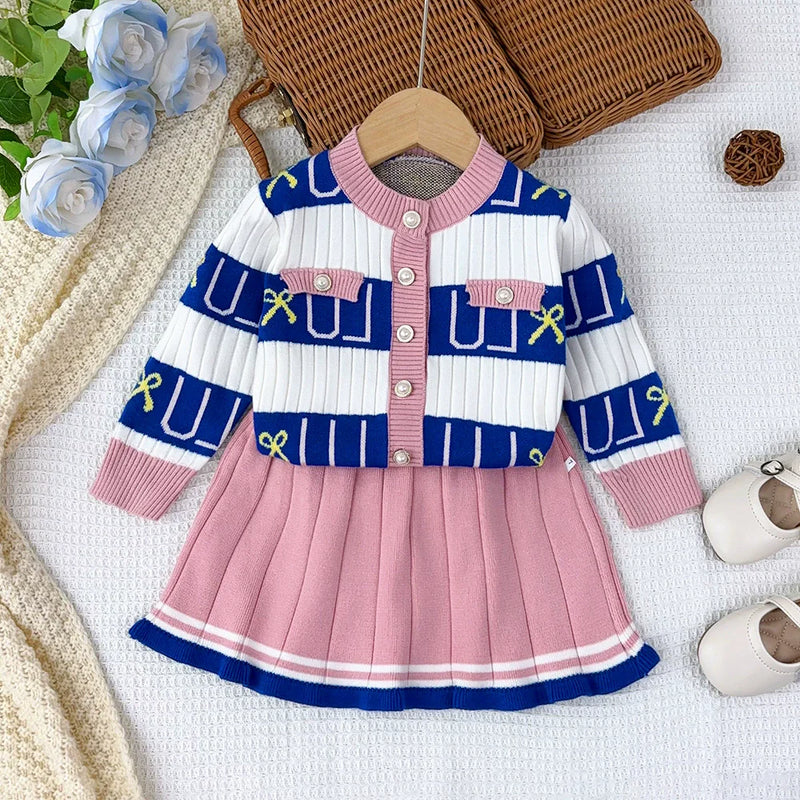 Conjunto Infantil Feminino Tricô Xadrez