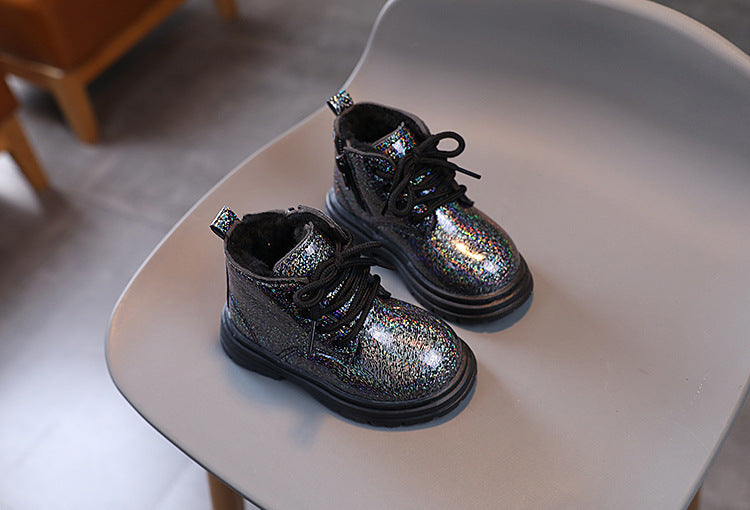 Bota Infantil Feminina Brilhante Pelinhos