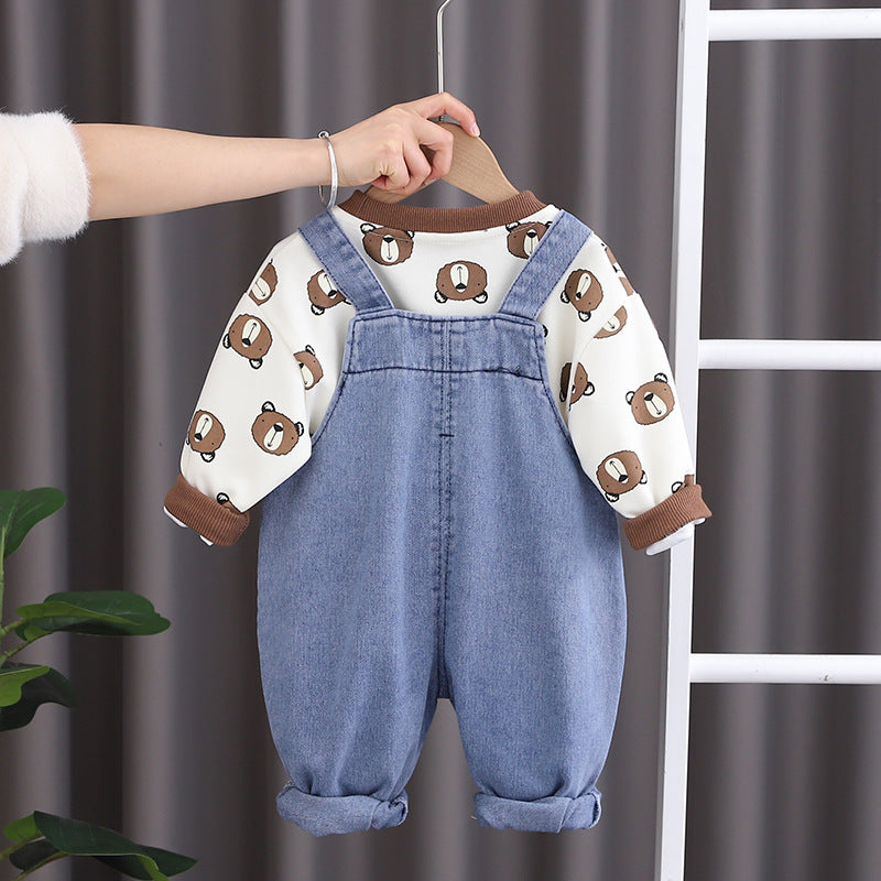 Conjunto Infantil Jardineira + Blusa Ursinhos