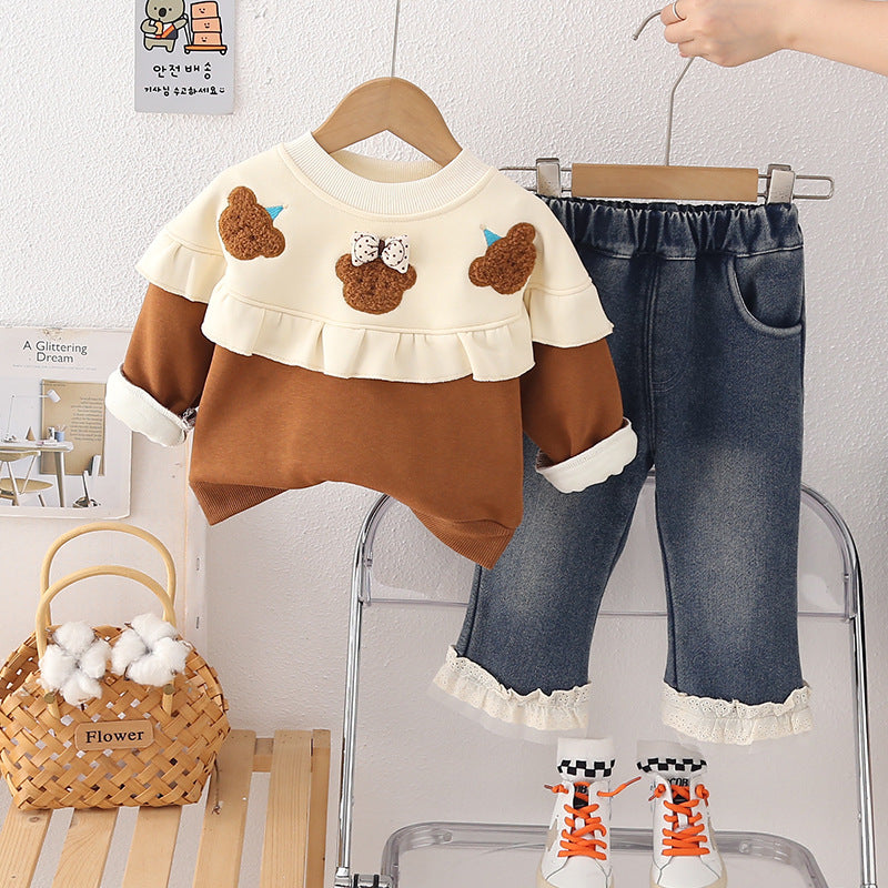 Conjunto Infantil Tricô Ursinhos e Jeans