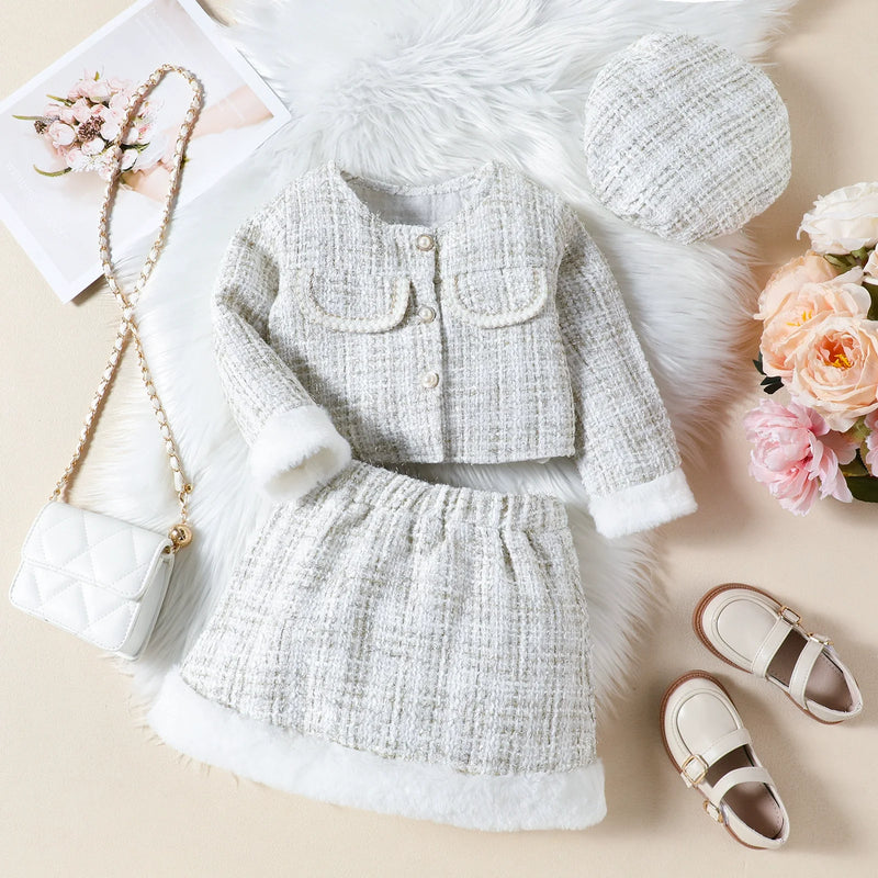 Conjunto Infantil Feminino Tweed Pelinhos