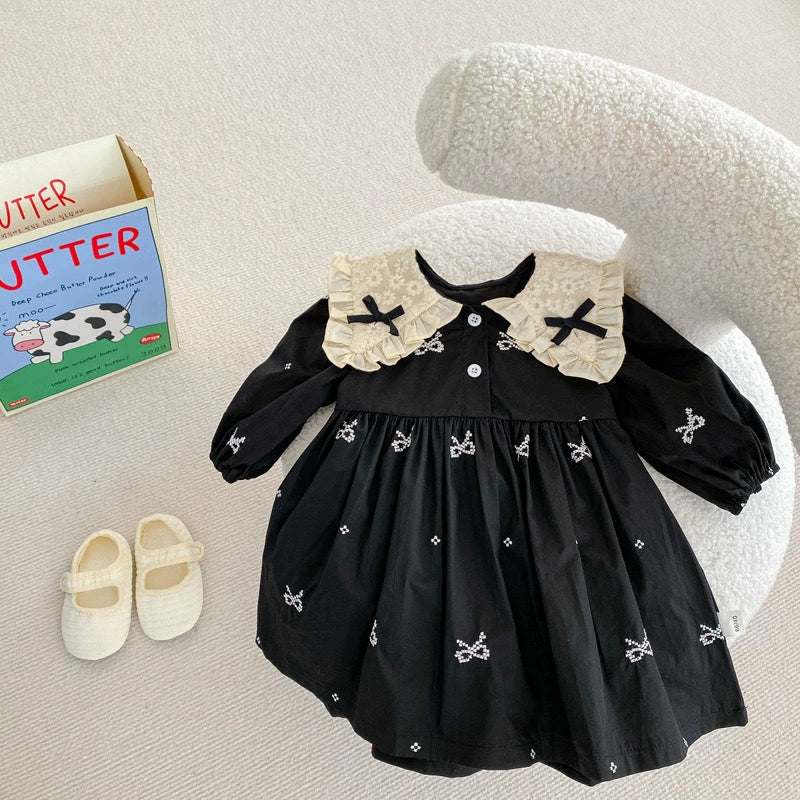 Body/ Vestido Infantil Preto Lacinhos