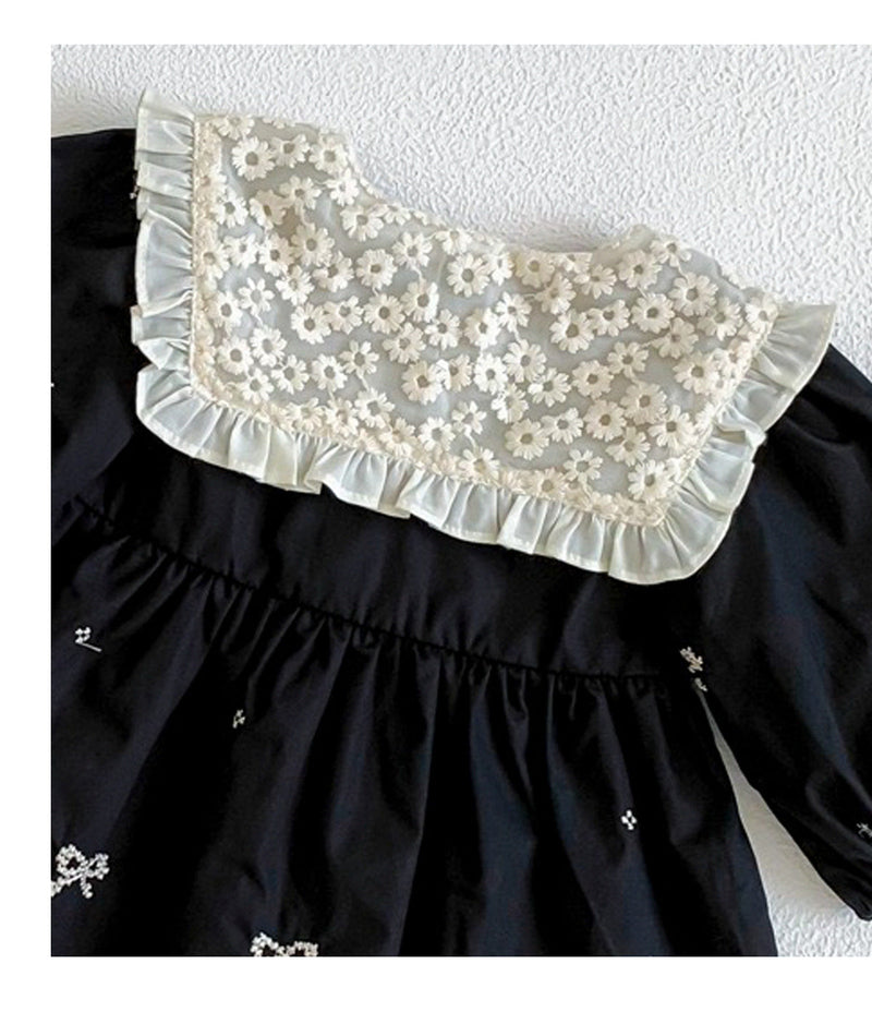 Body/ Vestido Infantil Preto Lacinhos