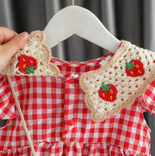 Vestido Infantil Xadrez Moranguinhos