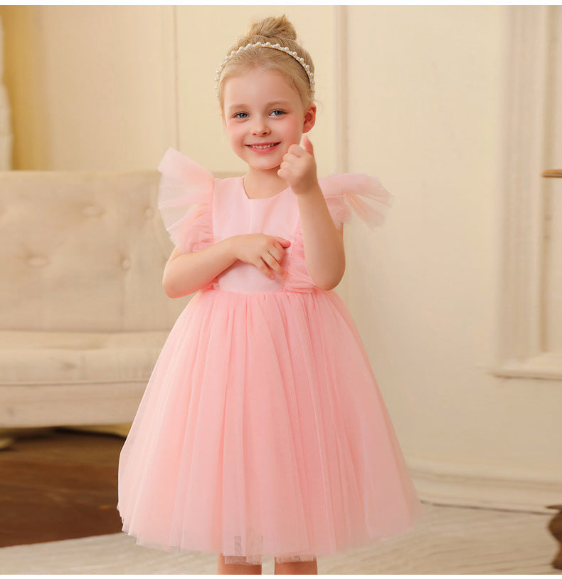 Vestido Infantil de Tule Manguinha Voadora