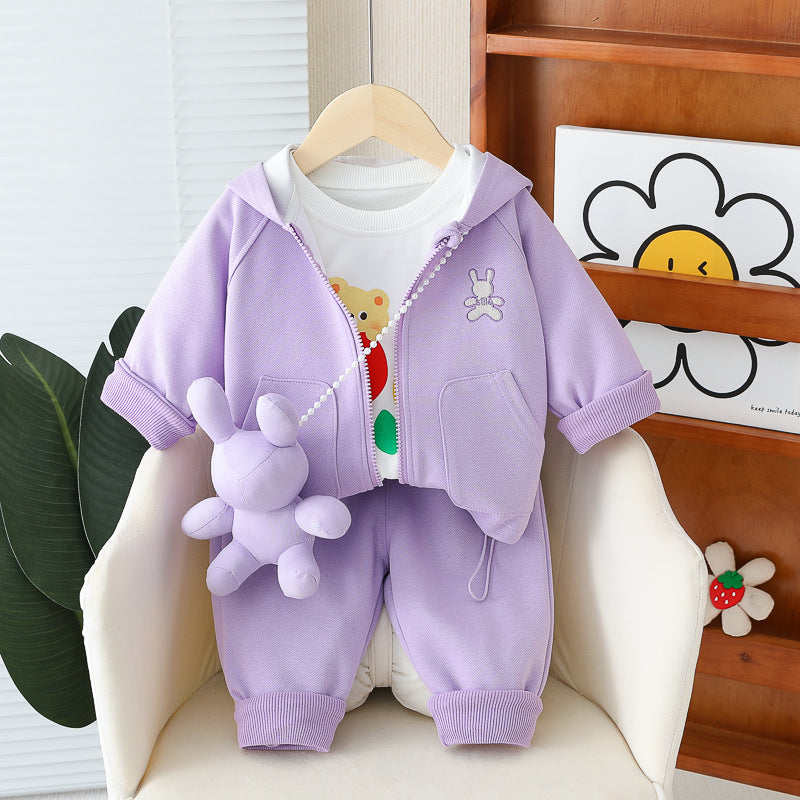 Conjunto Infantil Feminino Coelho 3 Peças Bolsinha