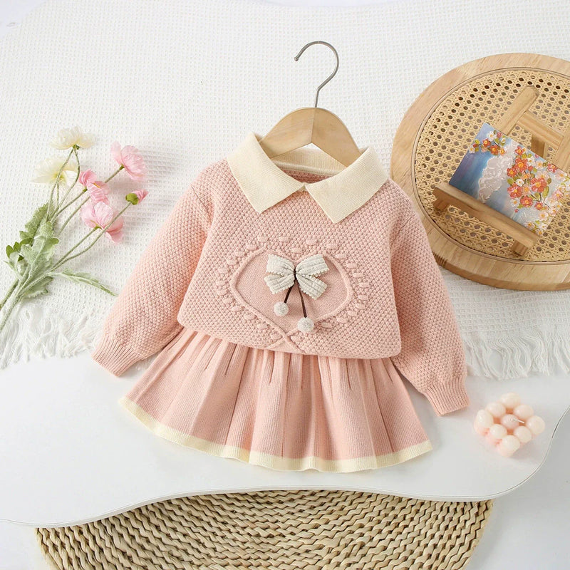 Conjunto Infantil Feminino Tricô Lacinho Delicado