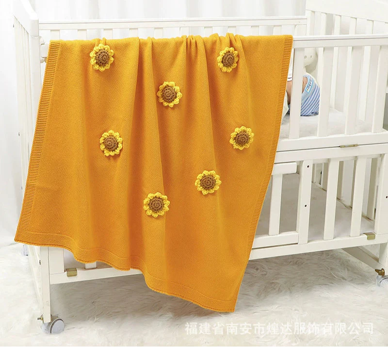 Manta Infantil de Tricô Girassol