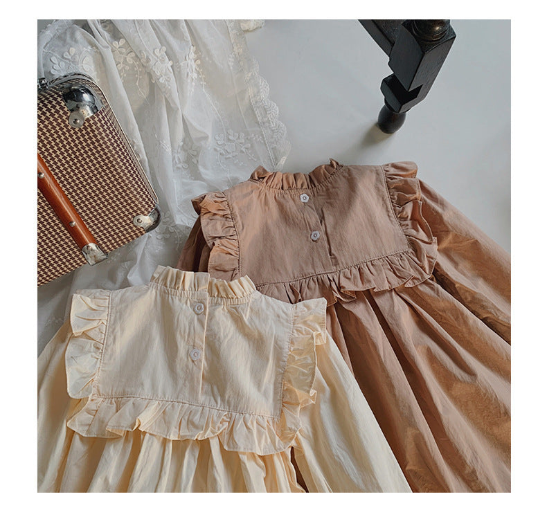 Vestido Infantil  Com Gola Bordada Florzinhas