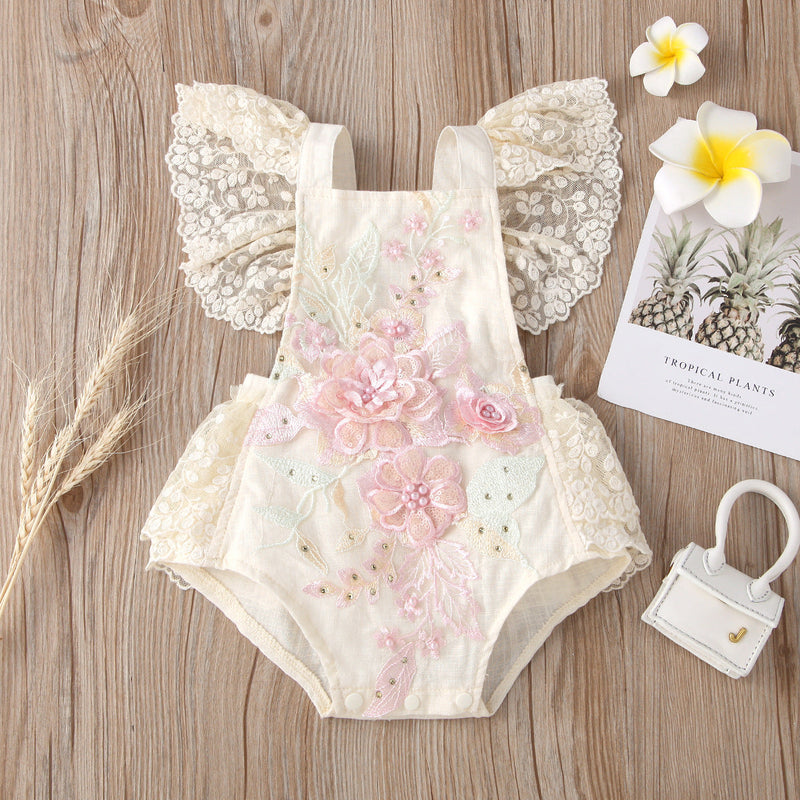 Body Infantil Feminino Floral Rendinha