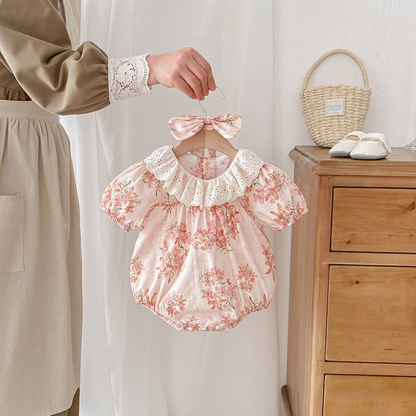 Body Infantil Floral com Rendinha
