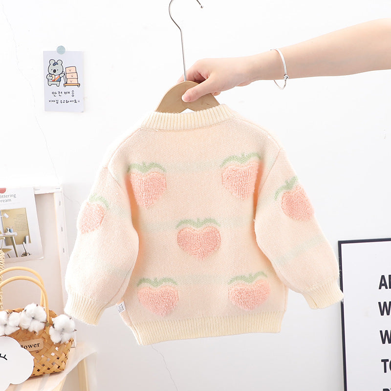 Cardigan Infantil Feminino Frutinha Coração