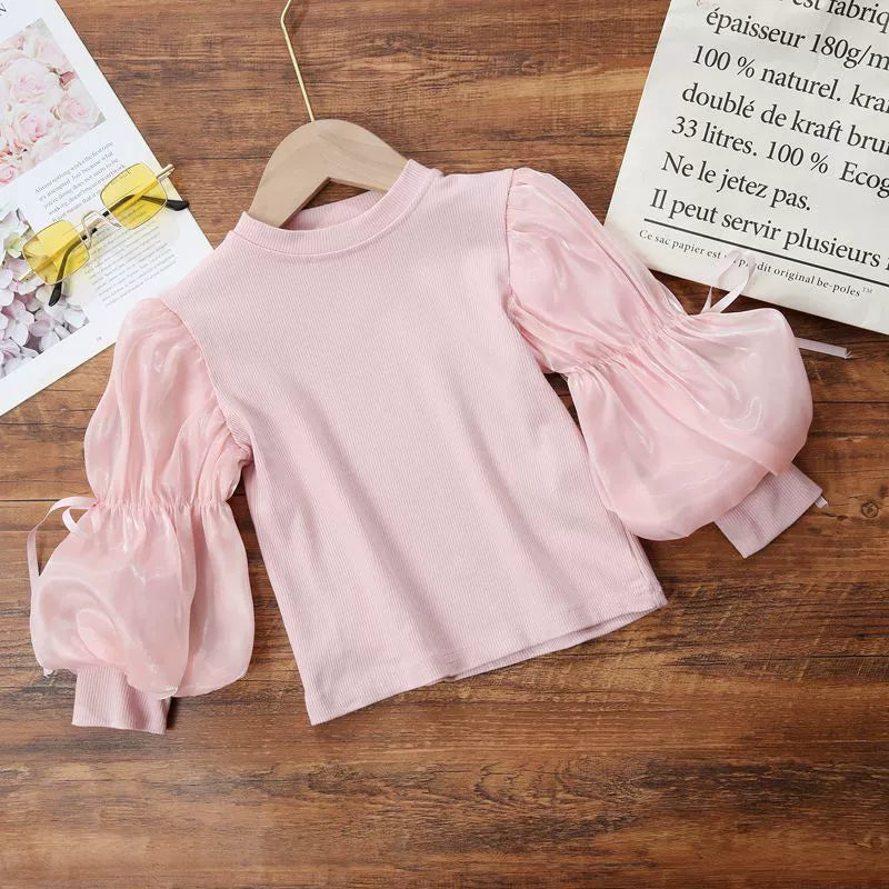Blusa Infantil Feminina Manga Bufante Lacinhos