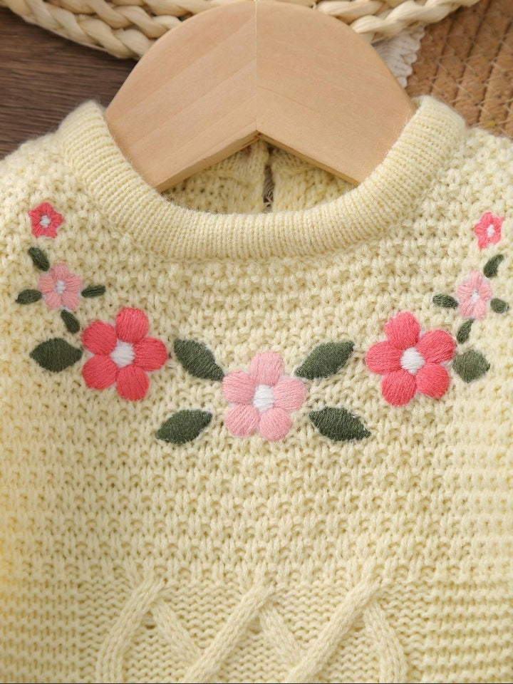Macacão Infantil Tricô Flores