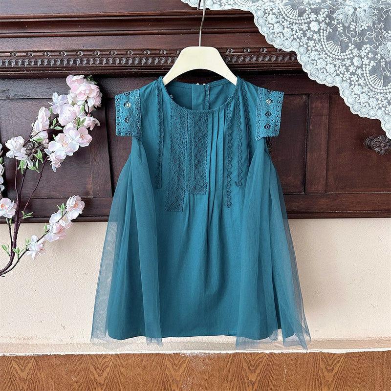 Vestido Infantil Rendado e Tule