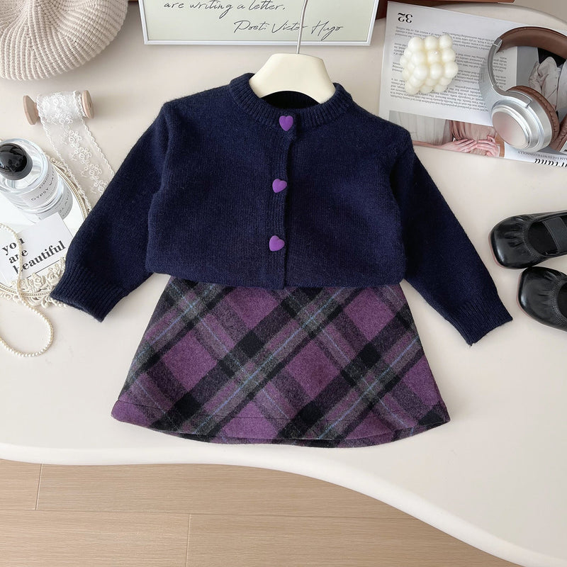 Conjunto Infantil Feminino Xadrez Corações