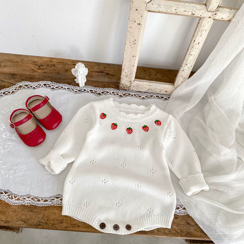 Body Infantil Feminino Tricô Moranguinhos