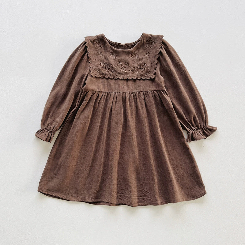 Vestido Infantil Com Gola Flores