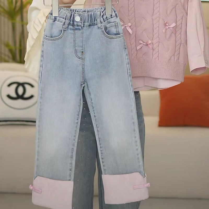 Conjunto Infantil 3 Peças Lacinhos e Jeans
