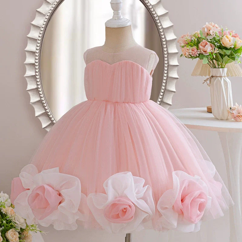 Vestido Infantil Luxo Rosas